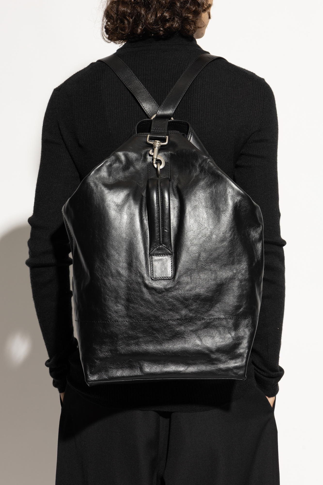 DRIES VAN NOTEN バックパック　リュック　レザーバッグ DRIES VAN NOTEN Convertible Snake-Effect Leather Backpack for Men